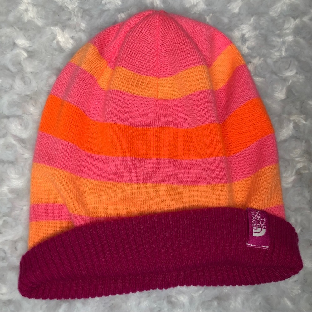 North Face Pink And Orange Beanie